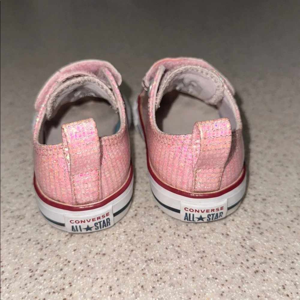 💫 Converse Chuck Taylor All Star 2V Ox Toddler's Shoes Glittery Pink Sneakers 5